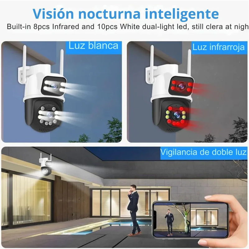 Cámara de seguridad 360° - Doble lente y sensor de presencia